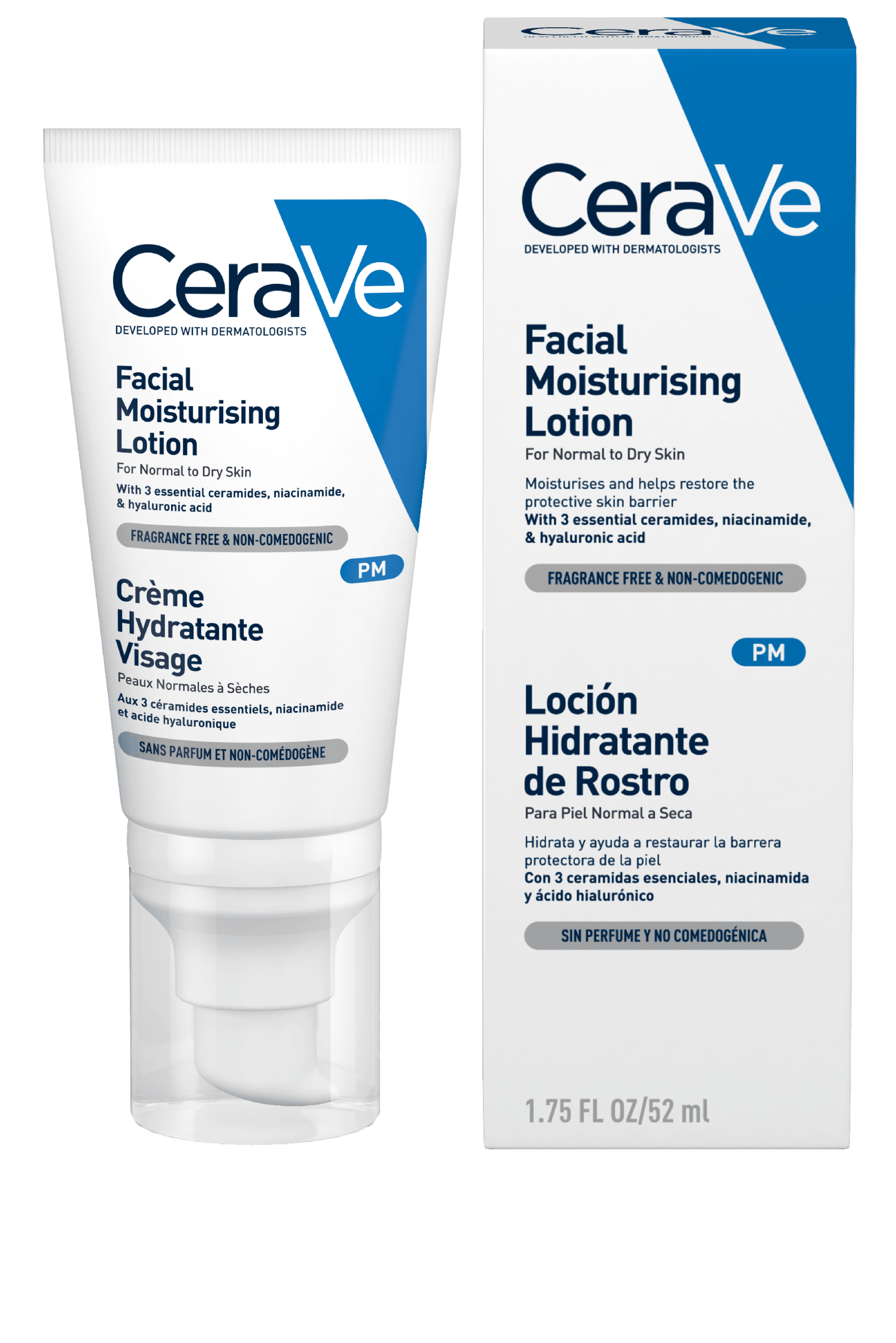 3337875597449_CeraVe_PM_1.75oz-Duo_GP1_EN-SP CeraVe PM Facial Moisturising Lotion 52ml - Image 1