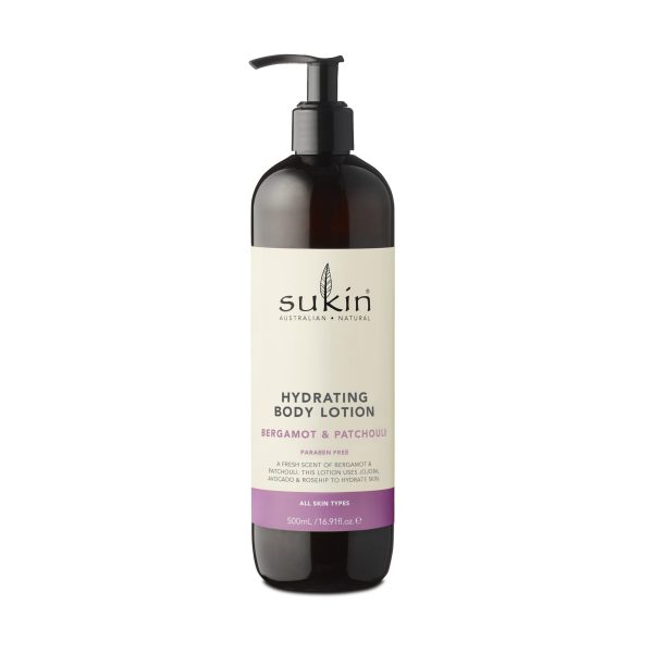 SUKIN HYDRATING BODY LOTION - BERGAMOT & PATCHOULI - 500mL