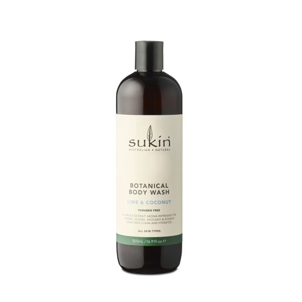 SUKIN BOTANICAL BODY WASH - LIME AND COCONUT - 500ml