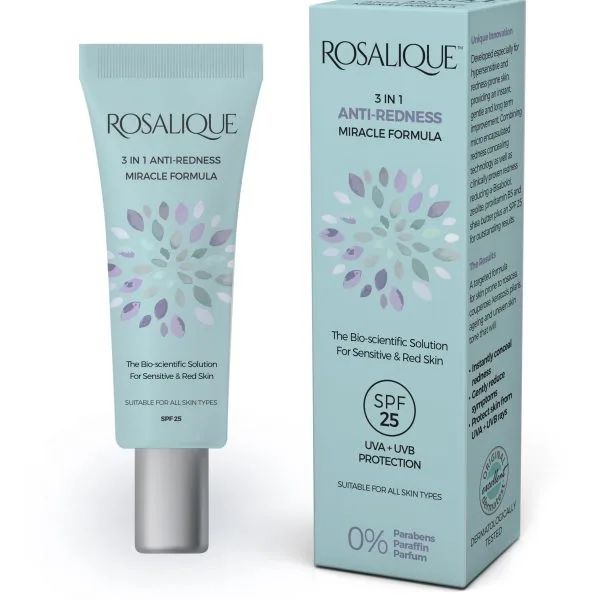 Rosalique 3 in 1 Anti-Redness Miracle Formula SPF 50 available online or in-stiore - www.vitaltone.co.uk