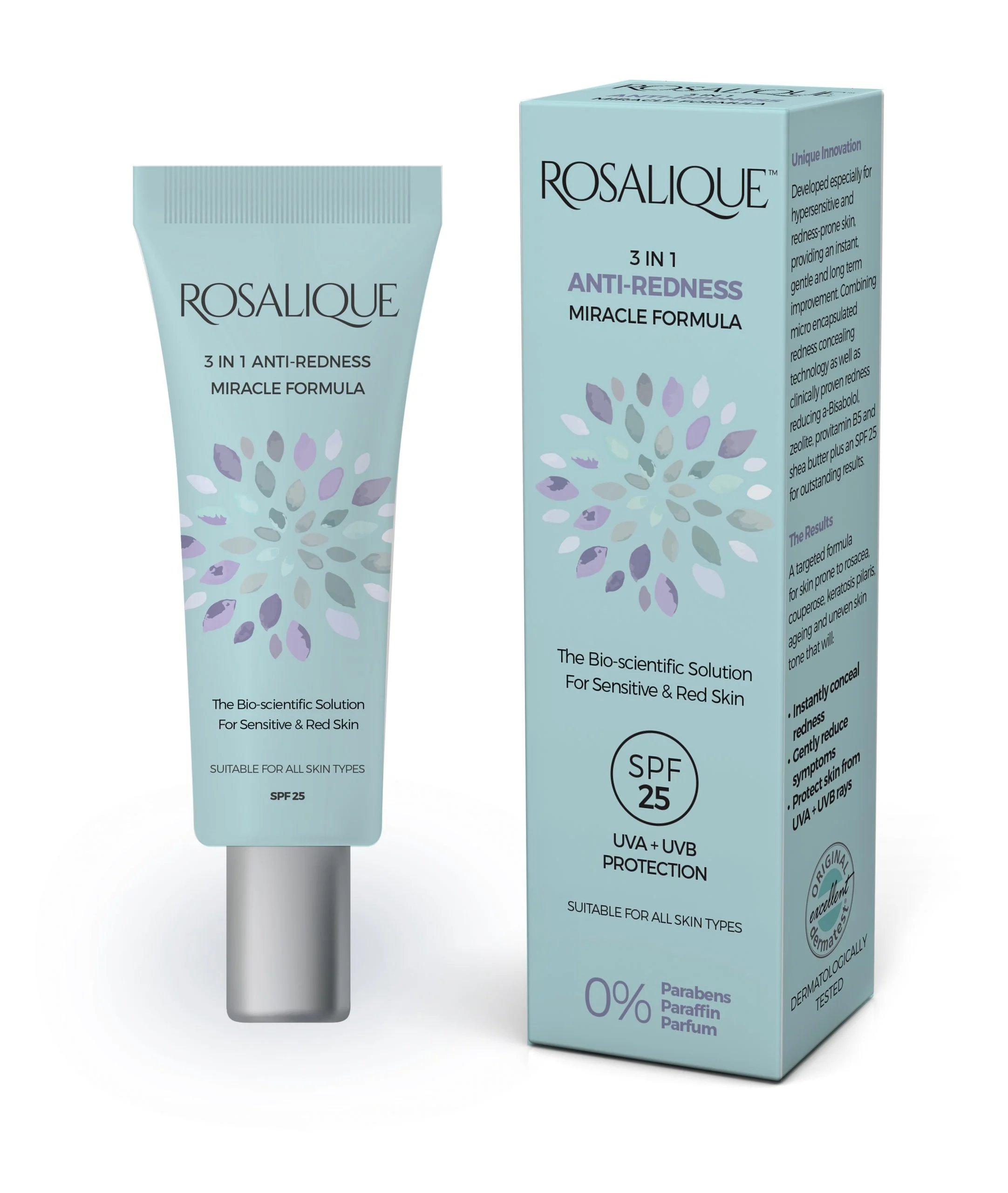 Rosalique 3 in 1 Anti-Redness Miracle Formula SPF50 Rosalique 3 in 1 Anti-Redness Miracle Formula SPF 50 available online or in-stiore - www.vitaltone.co.uk
