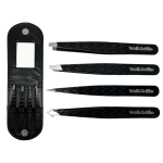 Wolf & Griffin Professional Tweezer Set Featuring Case with Mirror - Image 2