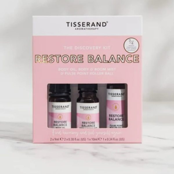 Tisserand Restore Balance Discovery Kit (Body Oil, Body & Room Mist & Roller Ball
