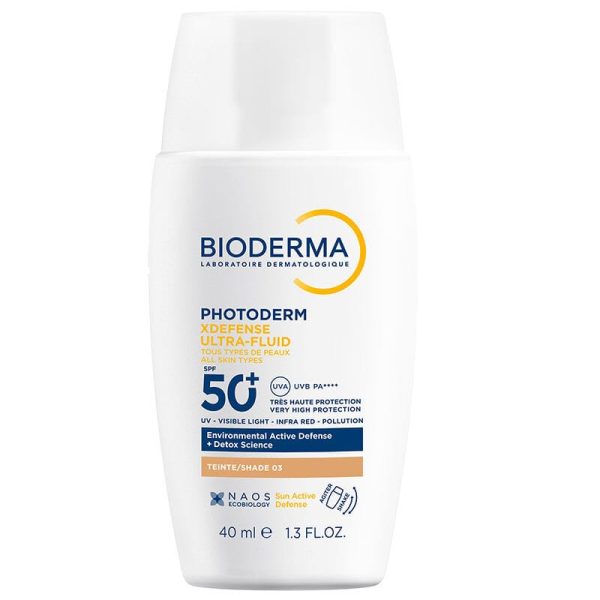 XDefense Ultra Fluid SPF50+ Tinted Face Sunscreen - Shade 03 - suncare and urban protection